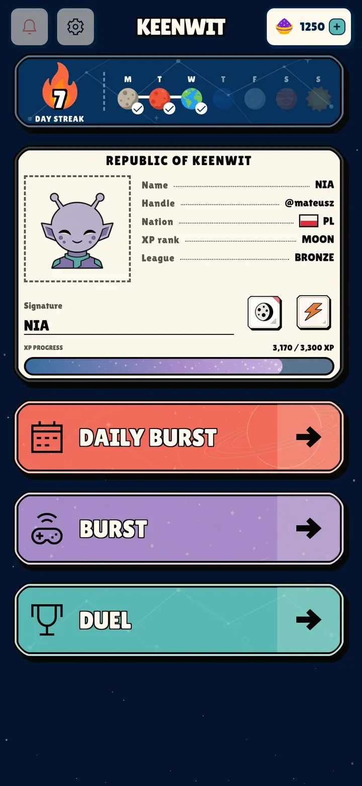 Keenwit home screen